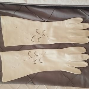 White cotton full-length gloves made in Germany size seven and a half